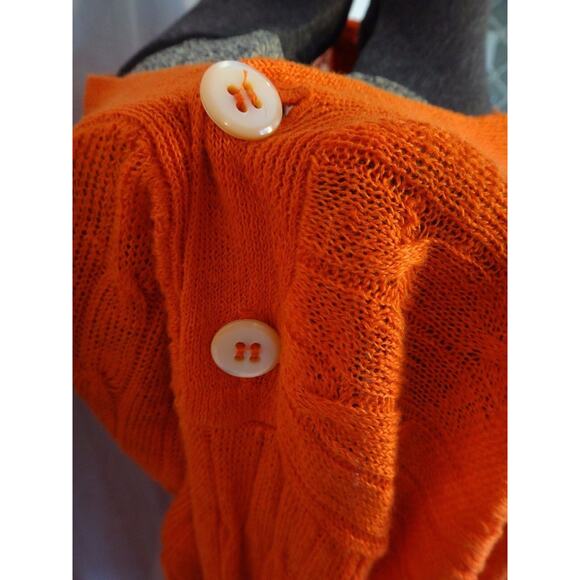 J.Crew Boat Neck Crocheted Sweater 100% Linen Orange Knit Lightweight Size S - Picture 3 of 6